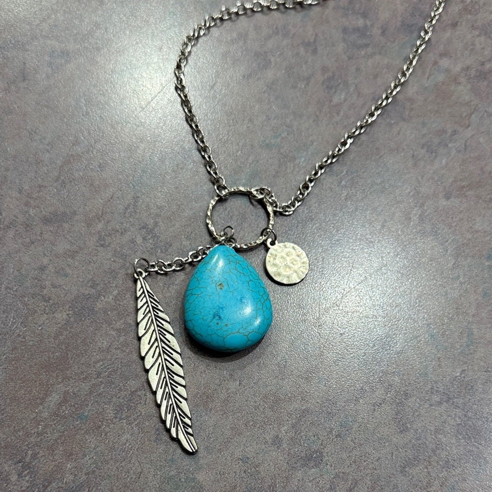 Silver and Turquoise Pendant Necklace